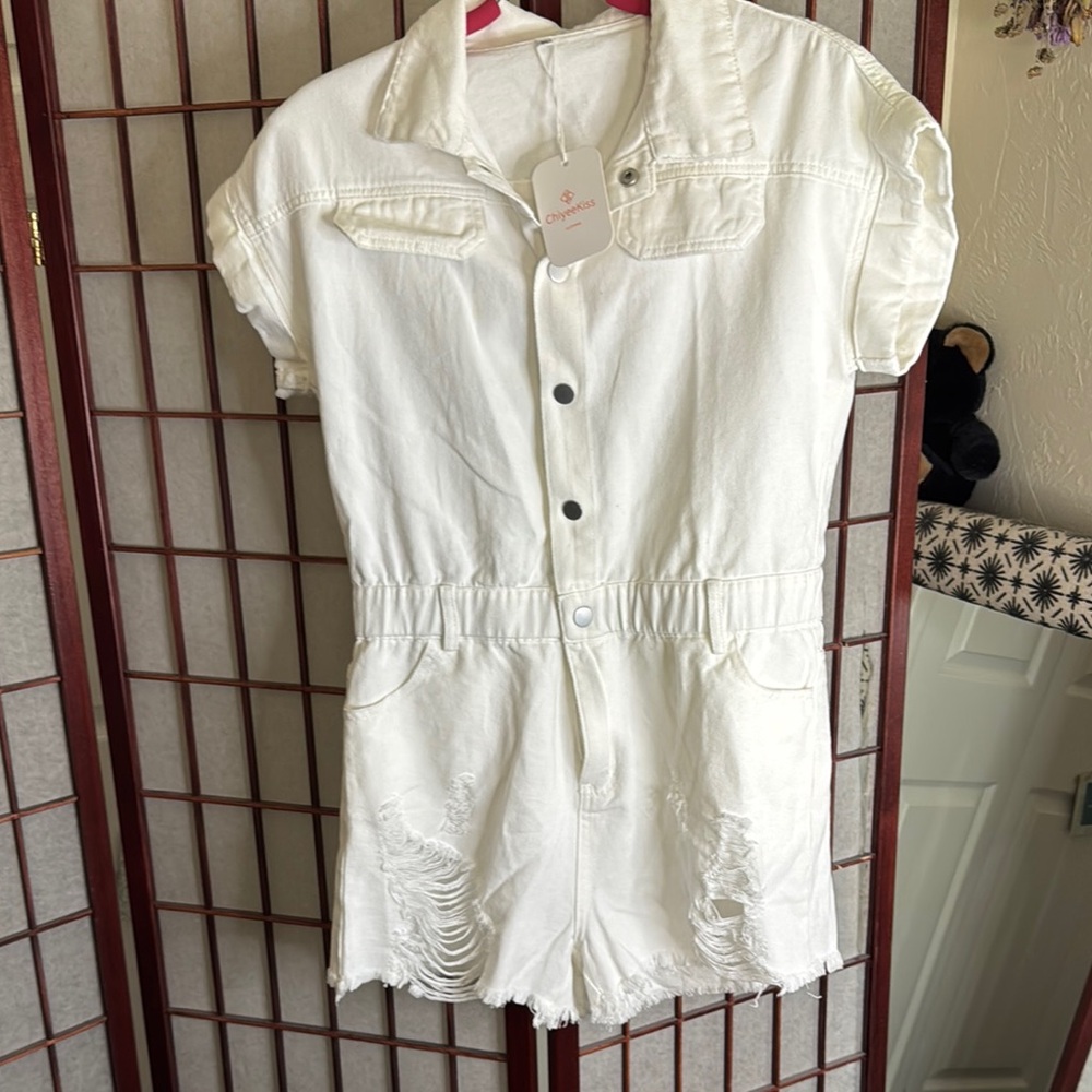 Women’s White Denim Romper